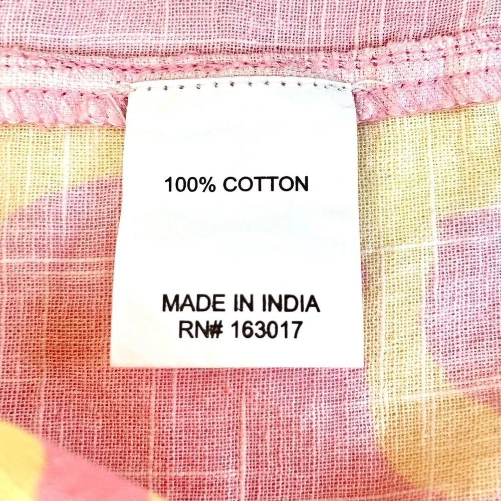 Princess Polly Lightweight Cotton Shirt, Pink/Yellow, Relaxed Fit, Size 4 - Picture 7 of 7